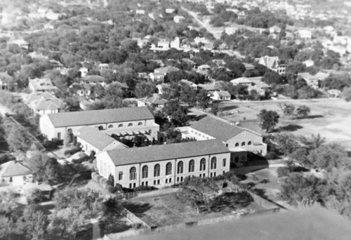 A black and white picture of Anna Hiss gym